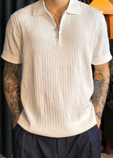 S/S ジップアップリブカラーショートスリーブTシャツ 8カラー