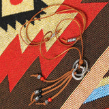 turquoise & leather cord beads necklace brown