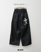 Cross Printing Denim Pants