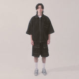 ストライプデニムショートパンツ_ブルー
