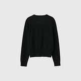 WOMAN ロゴ入りラウンドネック長袖カーディガン [BLACK]