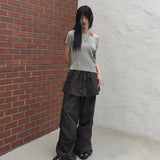 Ento pleats cooling short-sleeved T-shirt