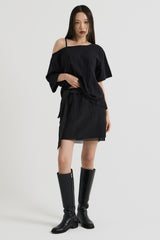 ワンショルダーTシャツ, Black