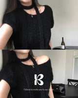 [ORIGINAL] HOLLY TIE SHORT-SLEEVE KNITTED SET
