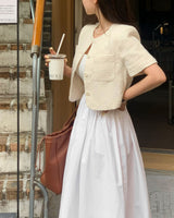 [BELLIDE MADE] colorless short-sleeved tweed jacket