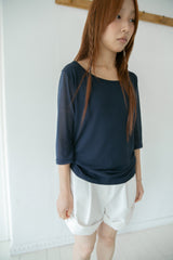 see-through sleeve capri sleeve top(3colors)