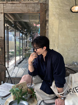 Look Diffacy Wrinkle Texture Summer Oversized Rayon Shirt