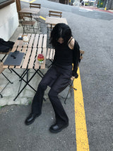 ベルト付きアンバルストライプスカート