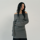 OFF SHOULDER TIED TOP (CHARCOAL)