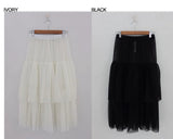 シースルースルーレイヤードメッシュスカート (BLACK)