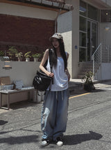 サイドダメージバルーンバンディングデニムパンツ