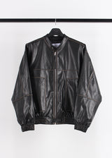 NON COLLAR LEATHER JACKET