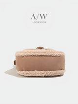 Suede Leather Fleece Poggle Bag Belted Women's Shoulder Bag Fleece Bag