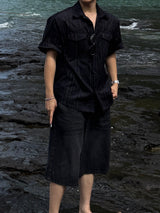 Air washing banding denim bermuda