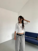 BOAT NECK MID SLEEVE TEE (4C)