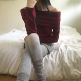 Goming イヤーエンドルックブラシ オフショルダーニット