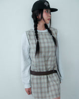 チェックボタンドレス / brown