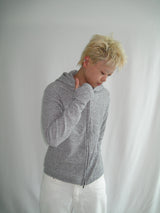 Slim Fit Finger Hole Ribbed Cropped Hood Zip-Up (2c)