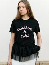 LAYERED WRAP MINI SKIRT BLACK