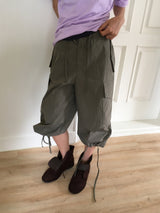 Elise Nylon Wide Capri Bermuda Pants