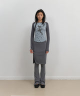 Button Slit Midi Skirt / Charcoal