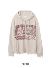 Atonic Lettering Hood Zip-Up Knit
