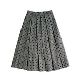 Wool Dot Herringbone Pleated Skirt (black)