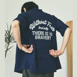 dustin chain stitch bowling shirt navy