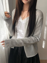 Detting Round V-Neck Knit Cardigan