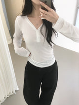 テンセル Vネック Tシャツ