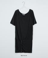 Shushup Off-Shoulder Tencel Layered Snap Short Sleeve Tee
