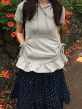 Lily Dot Unbalanced Denim Skirt (2c)