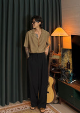 Loose-fitting ethnic punched collar knit shirt 3COLOR