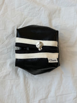 Clam round pouch _ Leather black