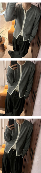 [F/W] Line pinger holl knit zip up(3color)