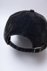 SIGNATURE FLOCKED DENIM FADED RANDOM STITCH EMBROIDERY PATCH WASHED BALLCAP