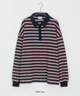 [unisex] Mickens Waffle Stripe Collar Tee