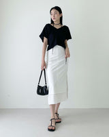teach layered slit long skirt