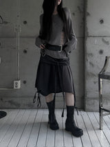 layered check wrap skirt (2color)