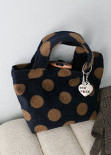 Dot Fur Mini Tote Bag_Navy