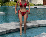 Red striped strap bikini