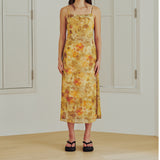 Sheer Flower Long Dress (YELLOW)