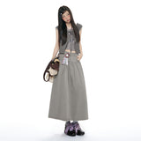 Low-Rise Denim Maxi Skirt