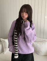 Wend Wool Bokashi Pastel Loose Fit Round Knit