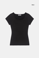 Solid slim wide-neck T-shirt