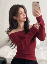 Romantic Warm Off Shoulder Raglan T-Shirt (4color)