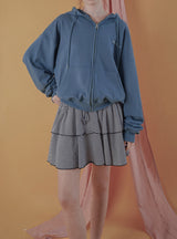 Fluffy double skirt_stripe black