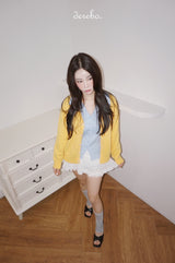 yellow wool lovely long-sleeved cardigan