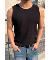 [1+1] Waffle Crop Sleeveless Tee
