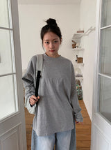 [unisex] Napyu Slit Over Plain Long Sleeve Tee